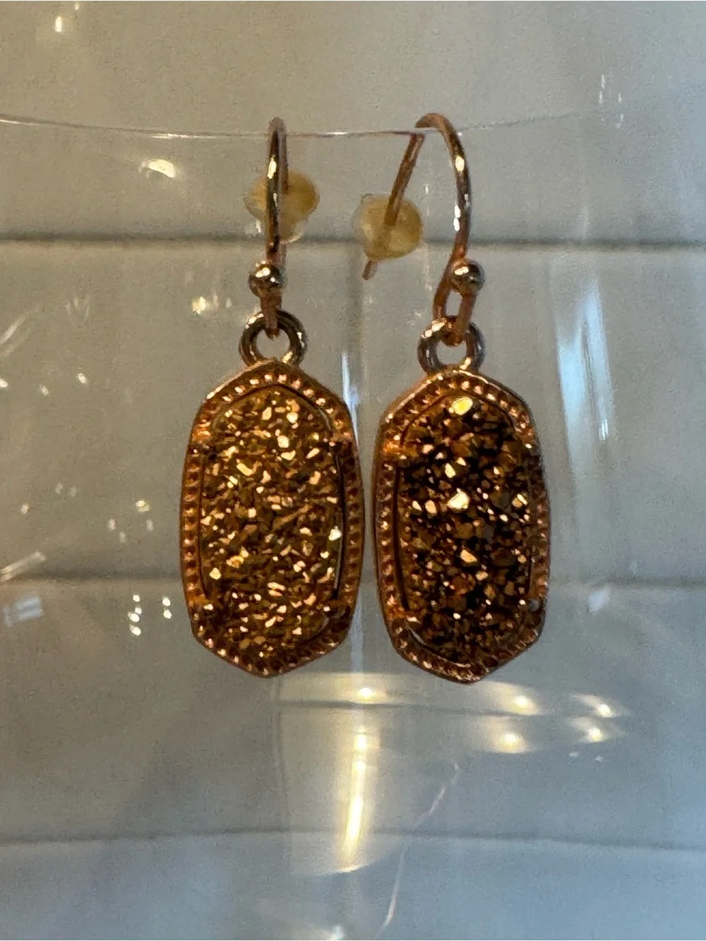 Kendra Scott Lee Rose Gold Druzy Drop Earrings